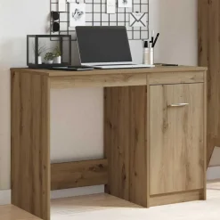 vidaXL skrivebord 100x50x76 cm konstrueret træ kunsteg