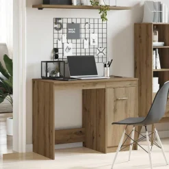 vidaXL skrivebord 100x50x76 cm konstrueret træ kunsteg