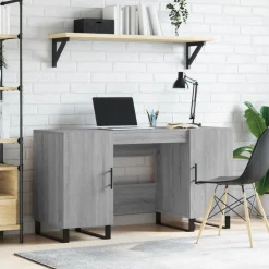 vidaXL skrivebord 140x50x75 cm konstrueret træ grå sonoma-eg