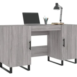 vidaXL skrivebord 140x50x75 cm konstrueret træ grå sonoma-eg