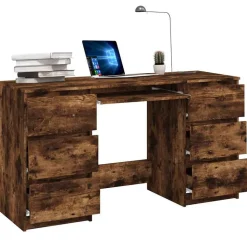vidaXL skrivebord 140x50x77 cm konstrueret træ røget egetræsfarve