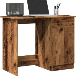 vidaXL skrivebord 100x50x76 cm konstrueret træ antikt trælook