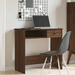 vidaXL skrivebord 80x40x75 cm konstrueret træ brun egetræsfarve