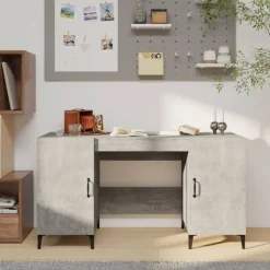 vidaXL skrivebord 140x50x75 cm konstrueret træ betongrå