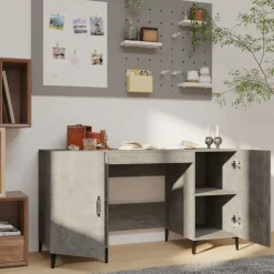 vidaXL skrivebord 140x50x75 cm konstrueret træ betongrå