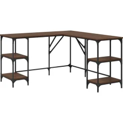 vidaXL skrivebord 139x139x75 cm konstrueret træ brun egetræsfarve
