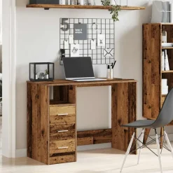vidaXL skrivebord 102x50x76 cm konstrueret træ antikt trælook