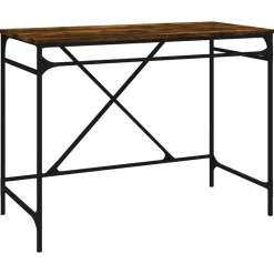 vidaXL skrivebord 100x50x75 cm konstrueret træ og jern røget eg