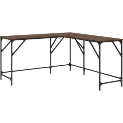 vidaXL skrivebord 149x149x75 cm konstrueret træ brun egetræsfarve