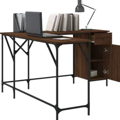 vidaXL skrivebord 141x141x75 cm konstrueret træ brun egetræsfarve
