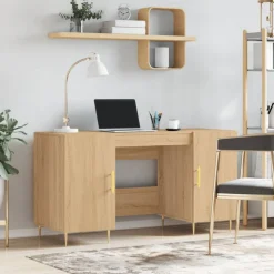 vidaXL skrivebord 140x50x75 cm konstrueret træ sonoma-eg