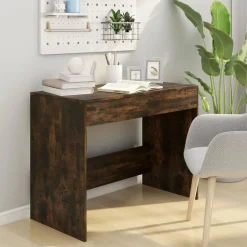 vidaXL skrivebord 101x50x76,5 cm konstrueret træ røget egetræsfarve