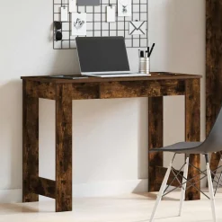 vidaXL skrivebord 100x45x75 cm konstrueret træ røget egetræsfarve