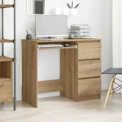 vidaXL skrivebord 90x45x76 cm konstrueret træ kunsteg