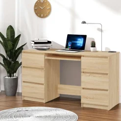 vidaXL skrivebord 140x50x77 cm konstrueret træ sonoma-eg