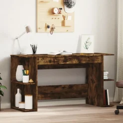 vidaXL skrivebord 140x50x75 cm konstrueret træ røget egetræsfarve