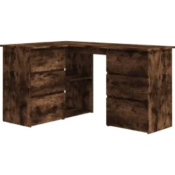 vidaXL skrivebord 145x100x76 cm konstrueret træ røget egetræsfinish