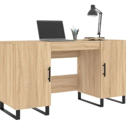 vidaXL skrivebord 140x50x75 cm konstrueret træ sonoma-eg