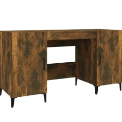 vidaXL skrivebord 140x50x75 cm konstrueret træ røget egetræsfarve