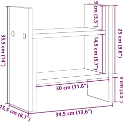vidaXL Skrivebordsorganisator Artisan Egetræ 34,5 x 15,5 x 35,5 cm