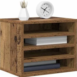 vidaXL Skrivebordsorganisator Gammelt træ 36 x 26 x 29,5 cm