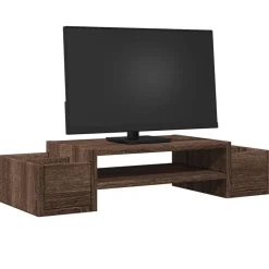 vidaXL skærmholder med opbevaring 70x27x15 cm konstrueret træ brun eg