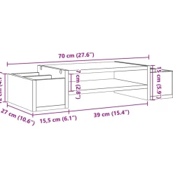 vidaXL skærmholder med opbevaring 70x27x15 cm konstrueret træ brun eg