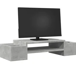 vidaXL skærmholder med opbevaring 70x27x15 cm konstrueret træ betongrå