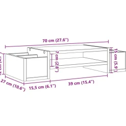 vidaXL skærmholder med opbevaring 70x27x15 cm konstrueret træ betongrå