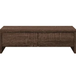 vidaXL skærmholder med skuffer 50x27x15 cm konstrueret træ brunt eg