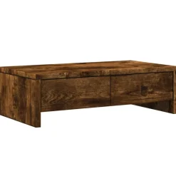 vidaXL skærmholder med skuffer 50x27x15 cm konstrueret træ røget eg