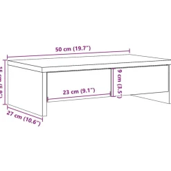 vidaXL skærmholder med skuffer 50x27x15 cm konstrueret træ røget eg