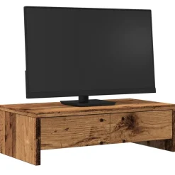 vidaXL skærmholder med skuffer 50x27x15 cm konstrueret træ gammelt træ