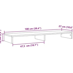 vidaXL skærmholder 100x27x10 cm konstrueret træ kunsteg
