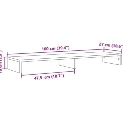 vidaXL skærmholder 100x27x10 cm konstrueret træ grå sonoma