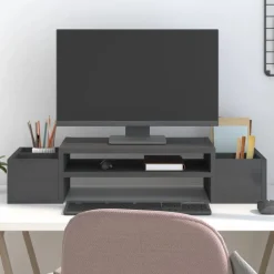 vidaXL skærmholder 70x27,5x15 cm massivt fyrretræ grå