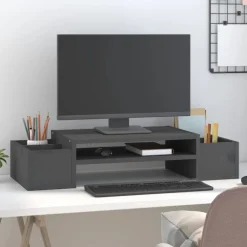 vidaXL skærmholder 70x27,5x15 cm massivt fyrretræ grå