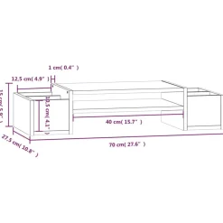 vidaXL skærmholder 70x27,5x15 cm massivt fyrretræ grå