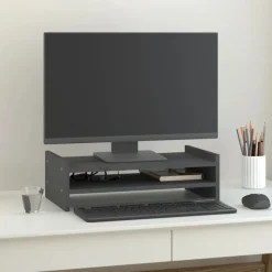 vidaXL skærmholder 50x27x15 cm massivt fyrretræ grå
