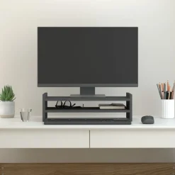 vidaXL skærmholder 50x27x15 cm massivt fyrretræ grå