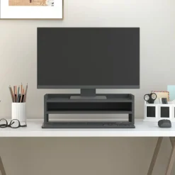 vidaXL skærmholder 50x24x16 cm massivt fyrretræ grå