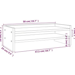 vidaXL skærmholder 50x24x16 cm massivt fyrretræ grå