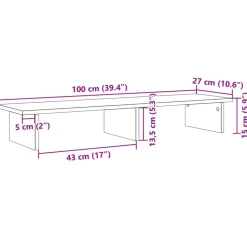vidaXL skærmstander 100x27x15 cm konstrueret træ røget egetræsfarve