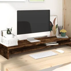 vidaXL skærmstander 100x24x13 cm konstrueret træ røget egetræsfarve
