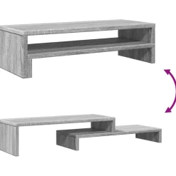 vidaXL skærmstander 54x22x15 cm konstrueret træ grå sonoma-eg