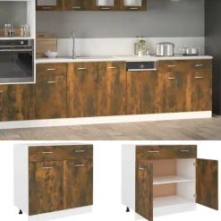 vidaXL skuffebundskab "Lyon" røget eg 80x46x81,5 cm konstrueret træ
