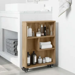 vidaXL smal opbevaringsvogn 48x13x68 cm konstrueret træ egetræsfarve