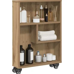 vidaXL smal opbevaringsvogn 48x13x68 cm konstrueret træ egetræsfarve