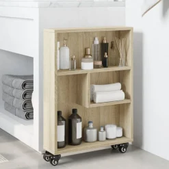 vidaXL smal opbevaringsvogn Sonoma eg 48x13x68 cm konstrueret træ