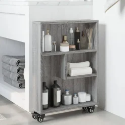 vidaXL smal opbevaringsvogn 48x13x68 cm konstrueret træ grå sonoma-eg